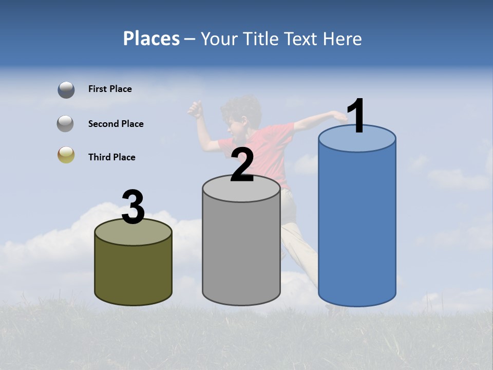 Boy Running On Green Meadow PowerPoint Template