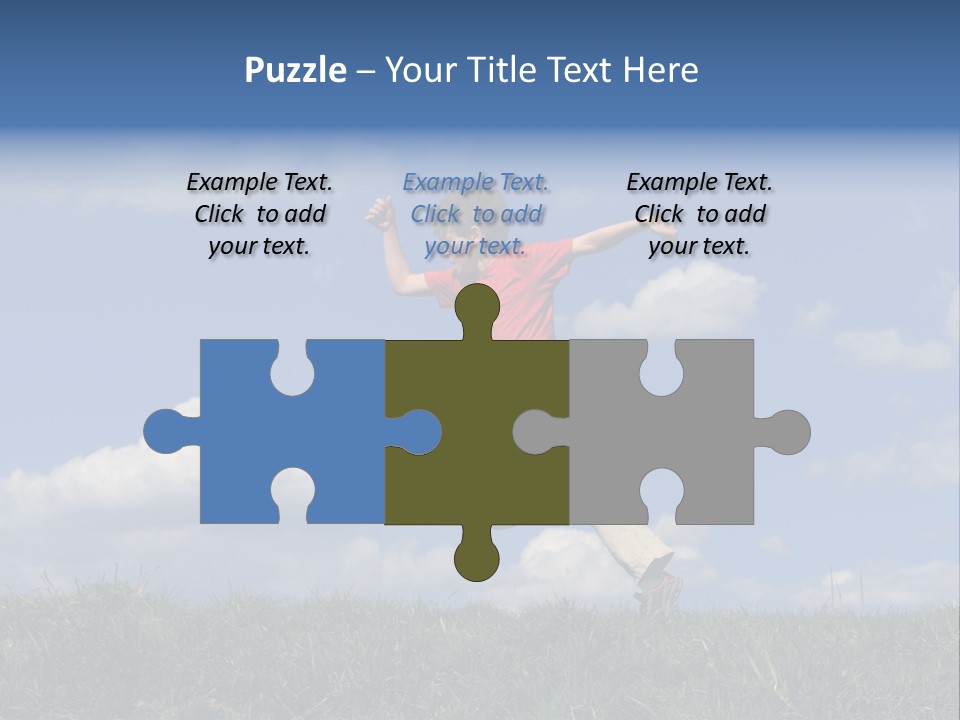 Boy Running On Green Meadow PowerPoint Template