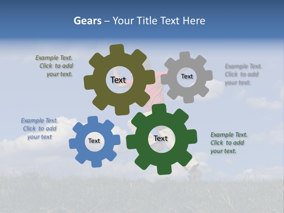 Boy Running On Green Meadow PowerPoint Template