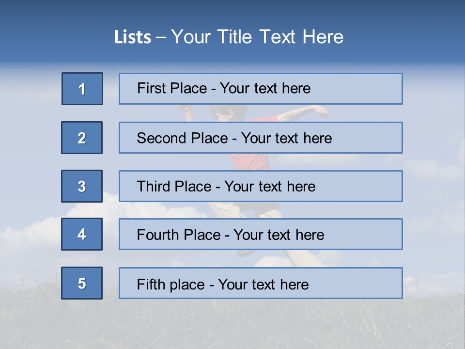 Boy Running On Green Meadow PowerPoint Template