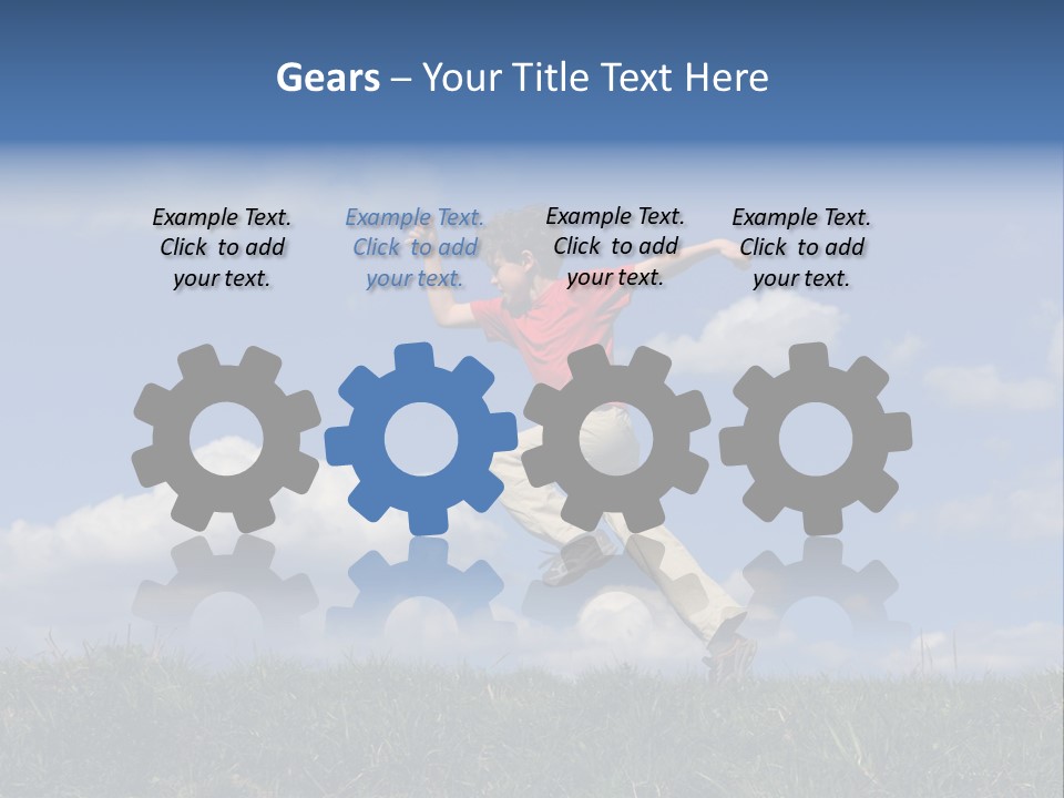 Boy Running On Green Meadow PowerPoint Template