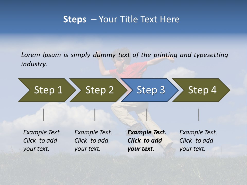 Boy Running On Green Meadow PowerPoint Template