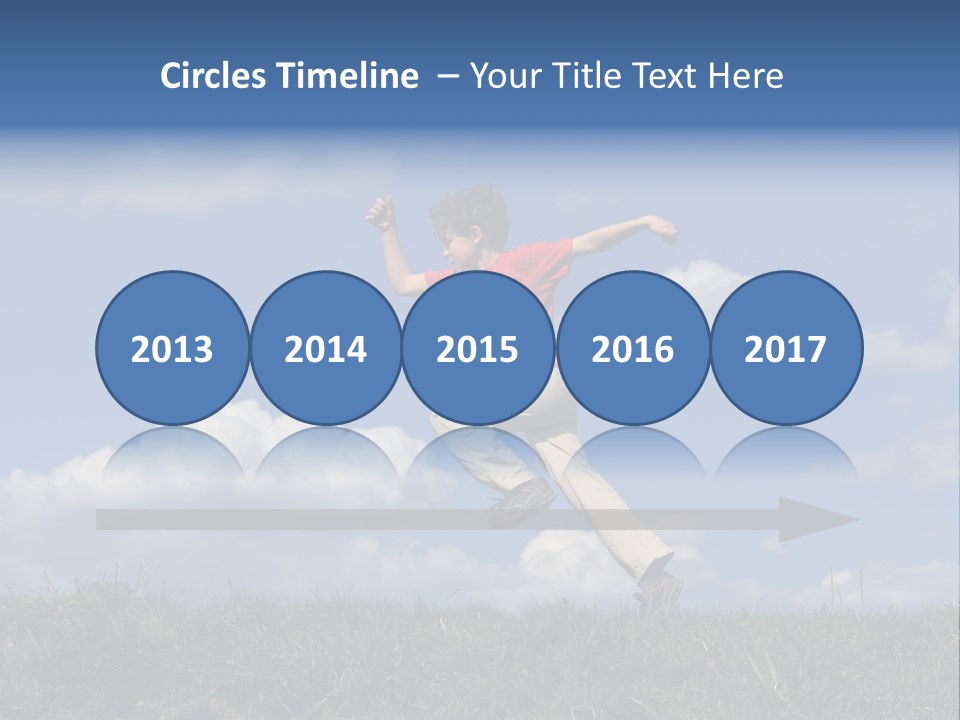 Boy Running On Green Meadow PowerPoint Template