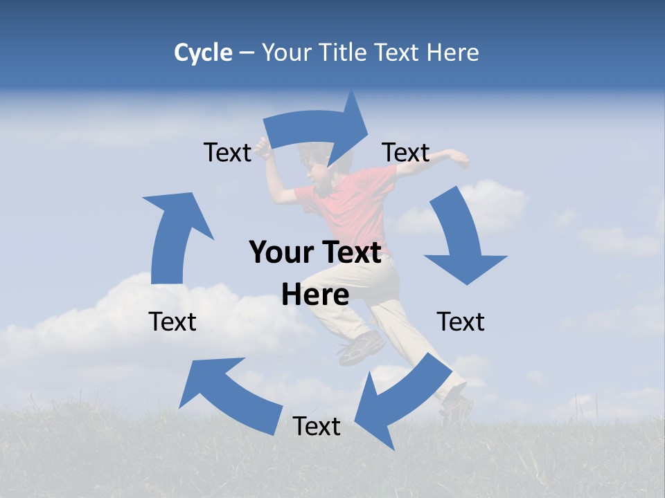 Boy Running On Green Meadow PowerPoint Template