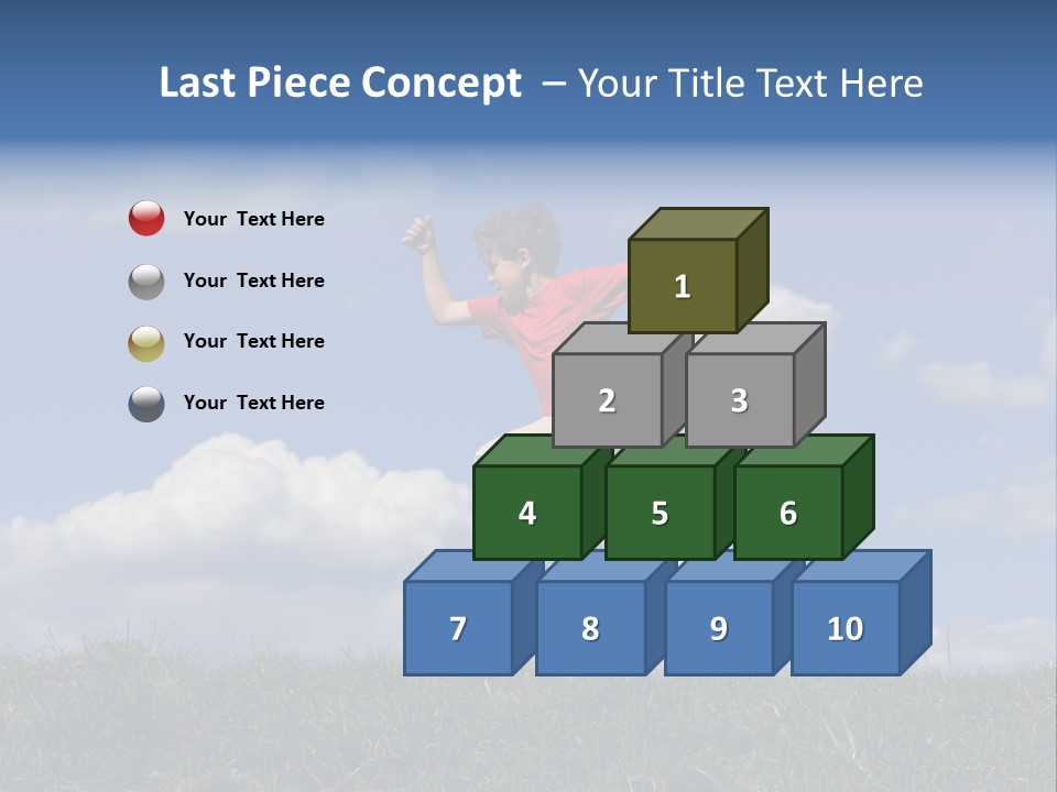 Boy Running On Green Meadow PowerPoint Template