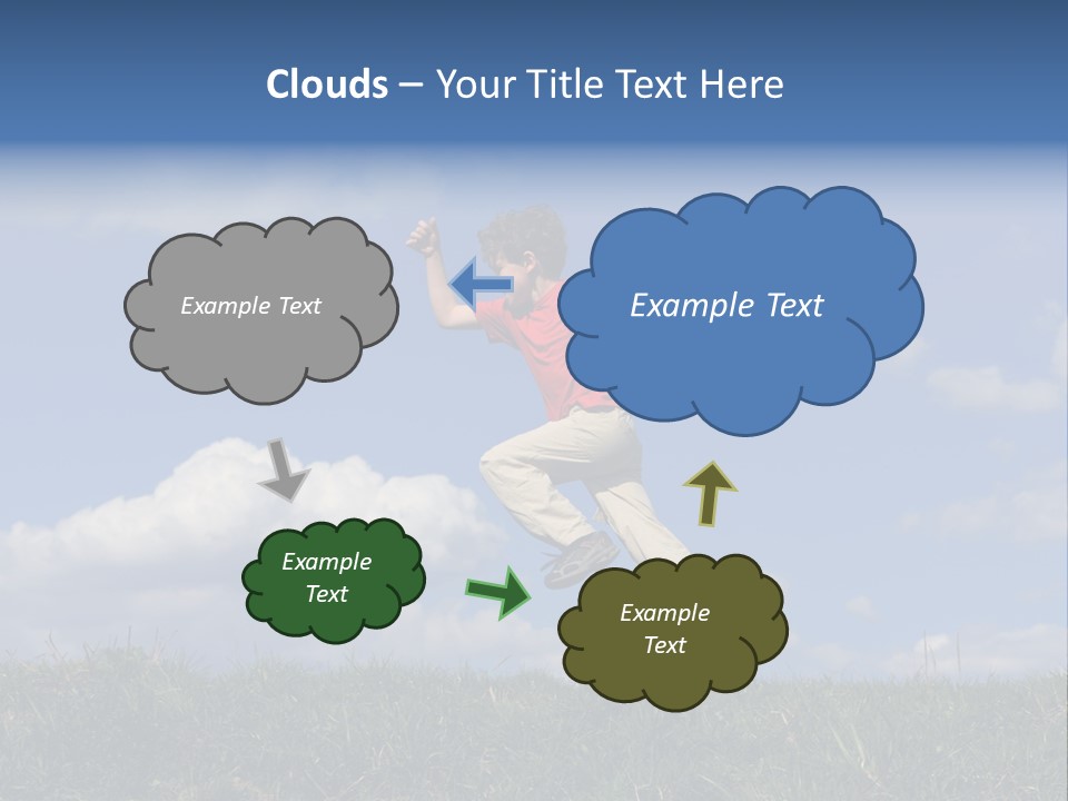 Boy Running On Green Meadow PowerPoint Template