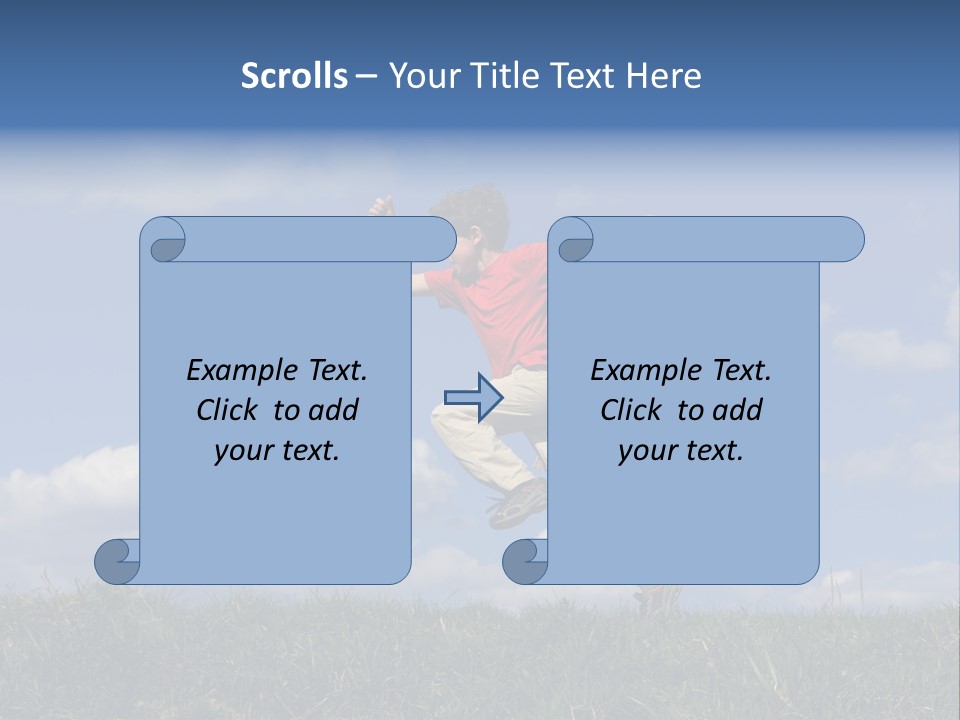 Boy Running On Green Meadow PowerPoint Template