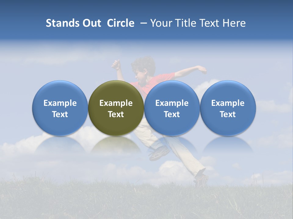 Boy Running On Green Meadow PowerPoint Template