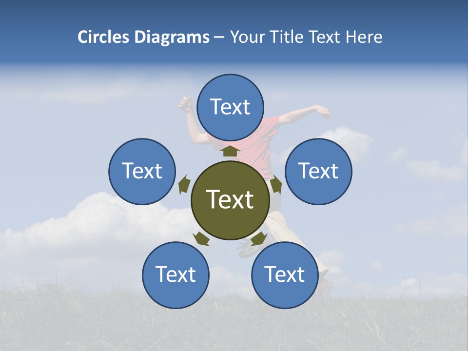 Boy Running On Green Meadow PowerPoint Template