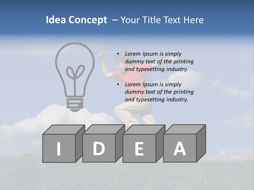 Boy Running On Green Meadow PowerPoint Template