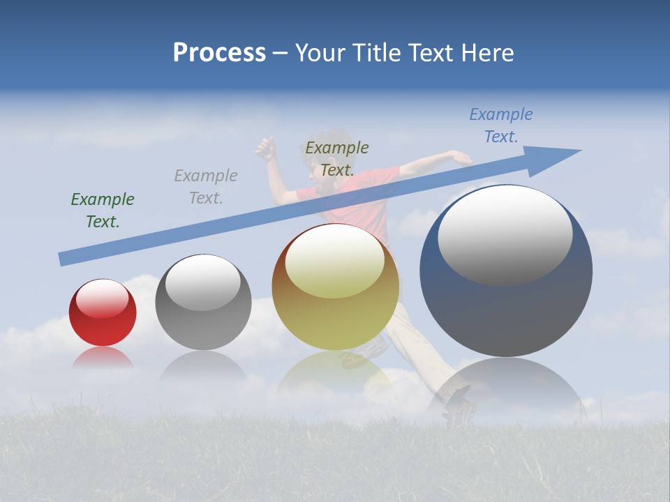 Boy Running On Green Meadow PowerPoint Template