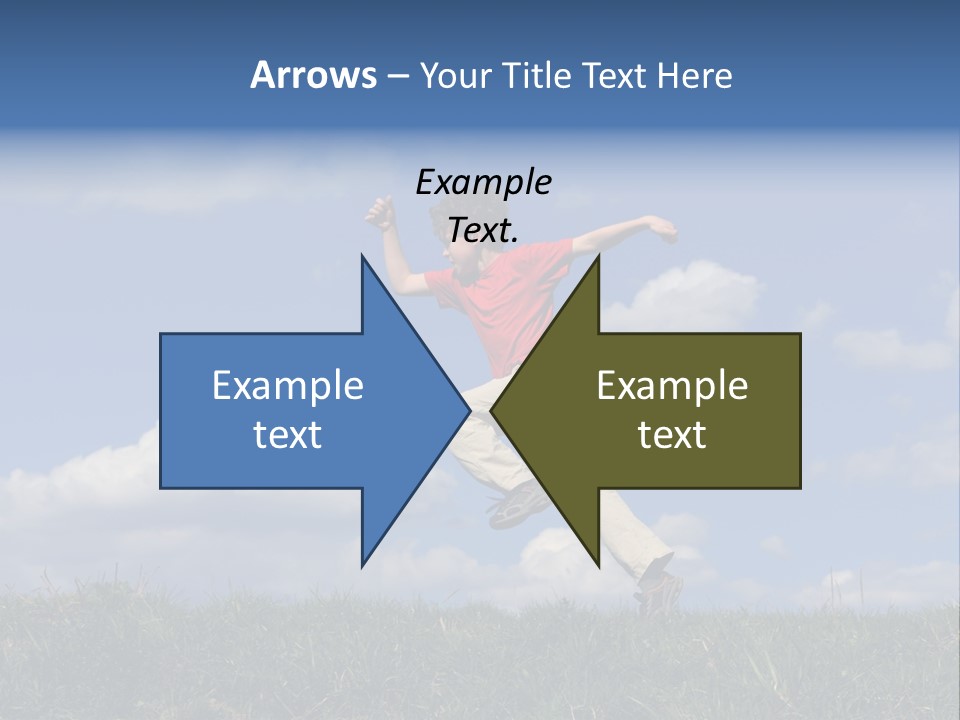 Boy Running On Green Meadow PowerPoint Template