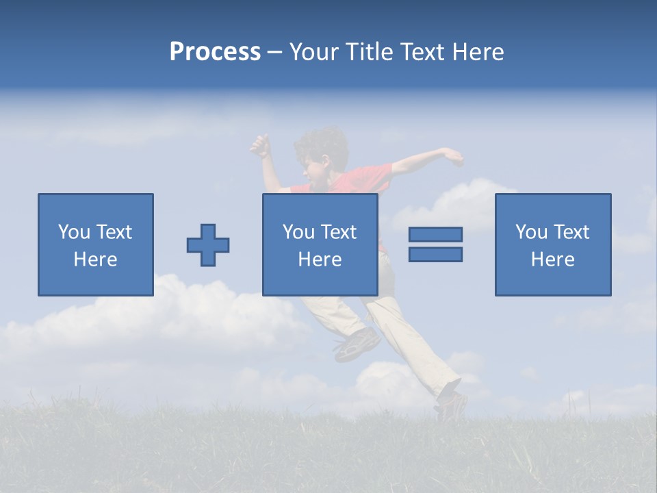 Boy Running On Green Meadow PowerPoint Template