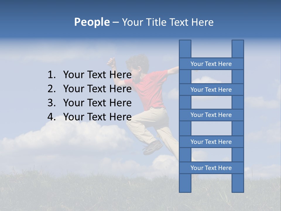 Boy Running On Green Meadow PowerPoint Template