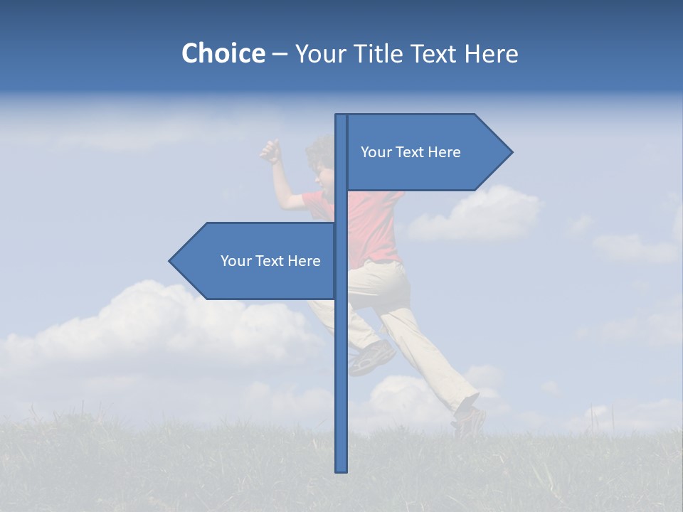 Boy Running On Green Meadow PowerPoint Template