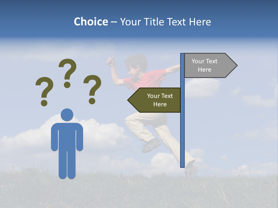 Boy Running On Green Meadow PowerPoint Template