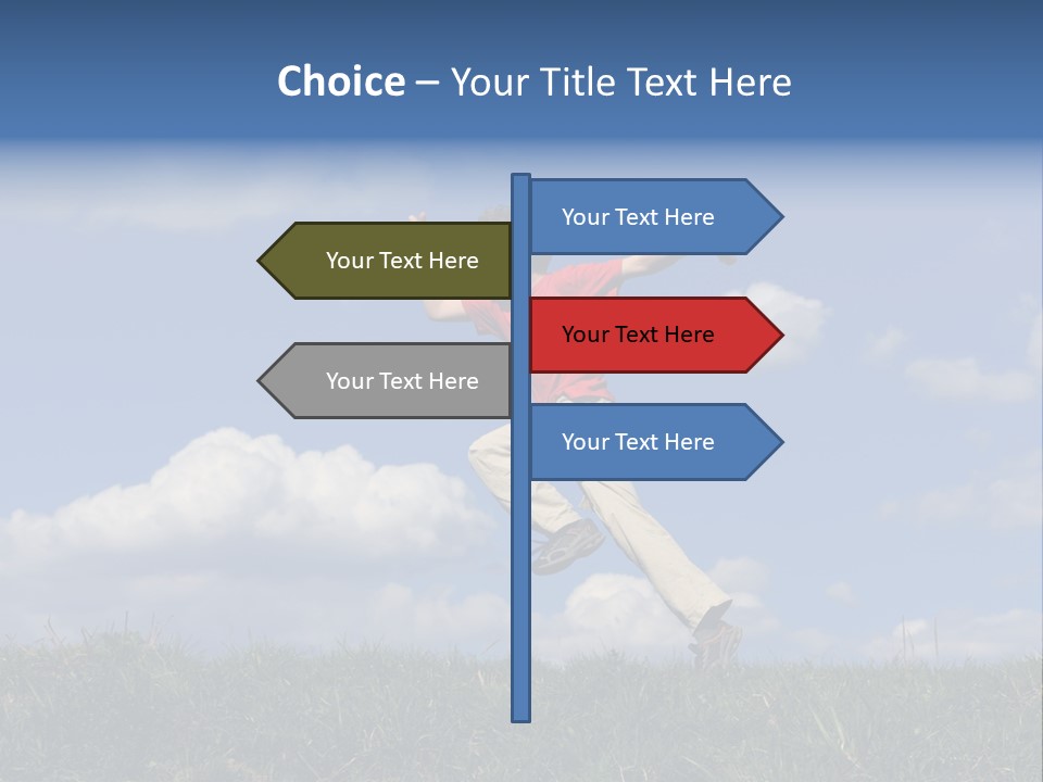 Boy Running On Green Meadow PowerPoint Template