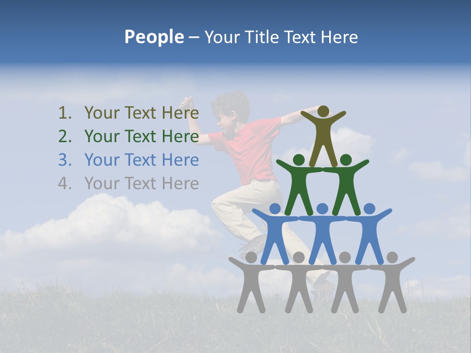 Boy Running On Green Meadow PowerPoint Template