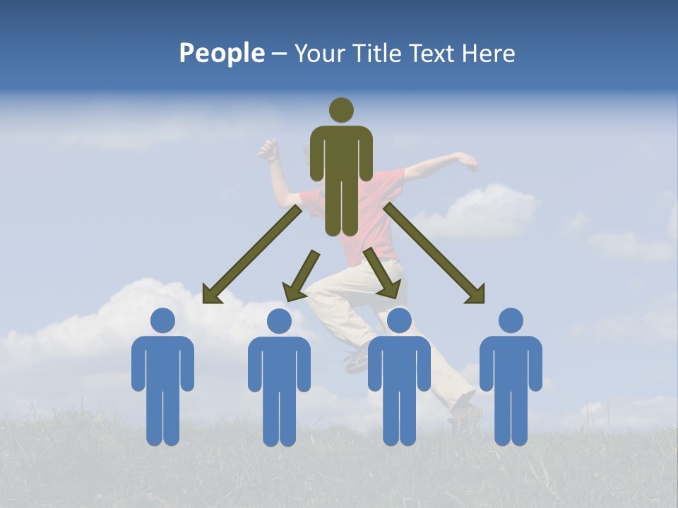 Boy Running On Green Meadow PowerPoint Template