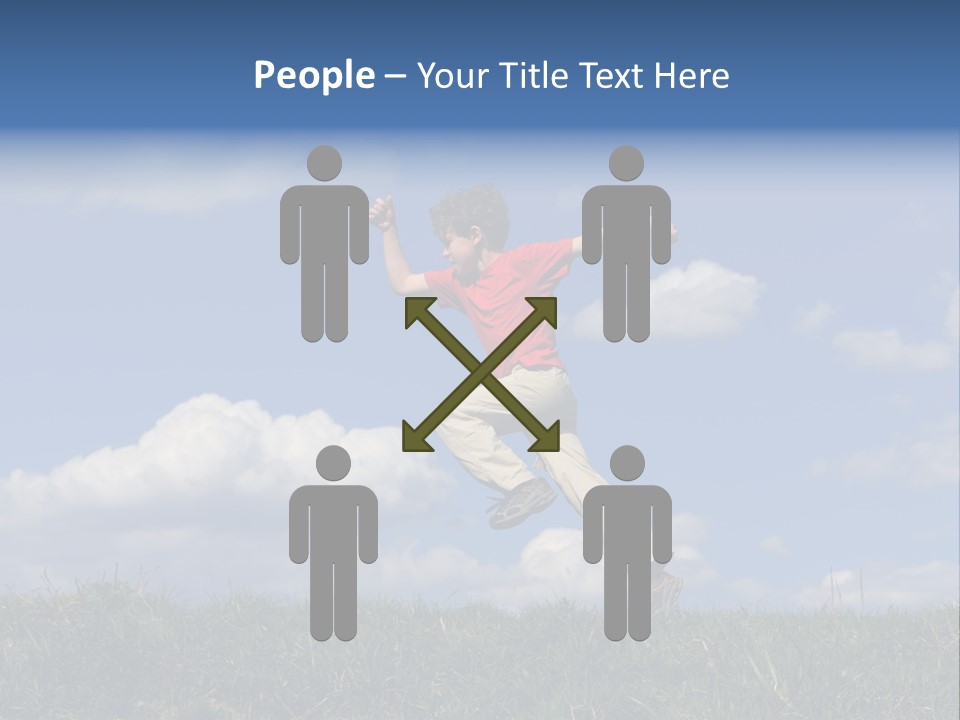 Boy Running On Green Meadow PowerPoint Template