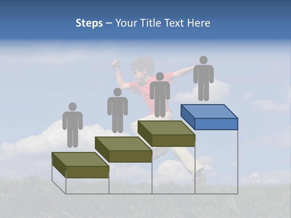 Boy Running On Green Meadow PowerPoint Template