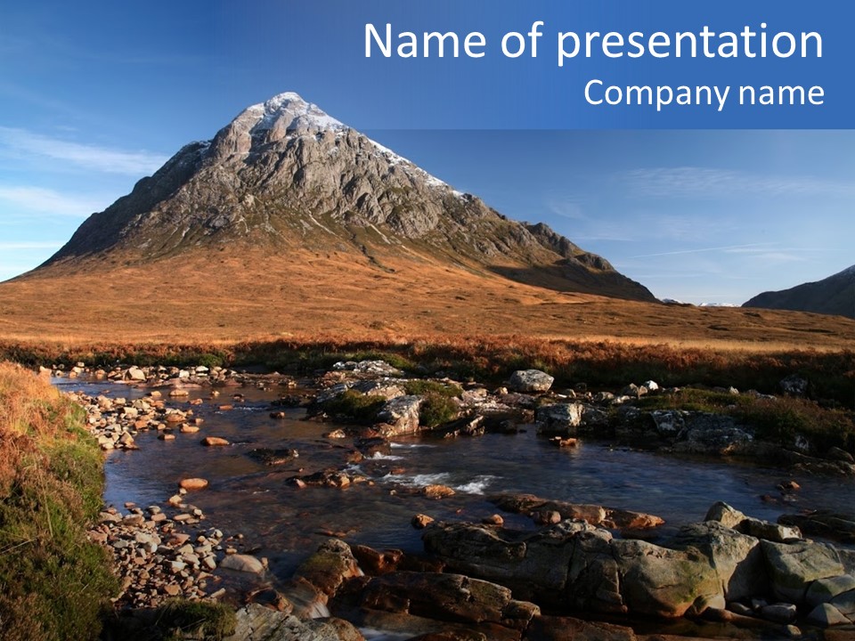 The Peak Of Buachaille Etive Mor Above River Coupall PowerPoint Template