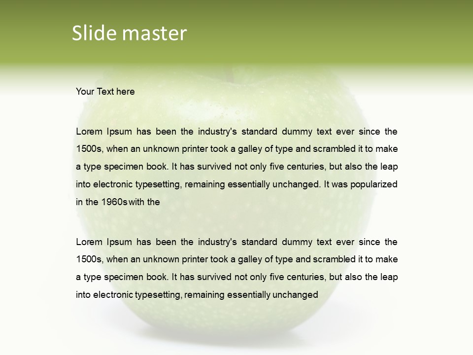 A Green Apple Sitting On Top Of A White Table PowerPoint Template