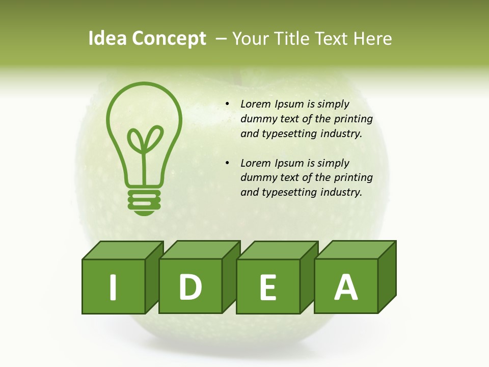 A Green Apple Sitting On Top Of A White Table PowerPoint Template
