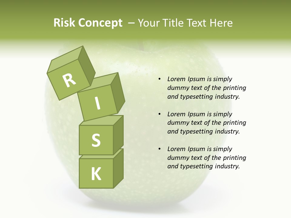 A Green Apple Sitting On Top Of A White Table PowerPoint Template