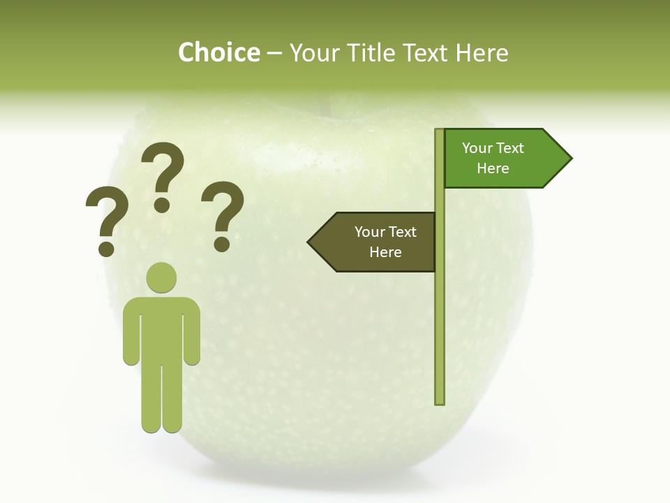 A Green Apple Sitting On Top Of A White Table PowerPoint Template