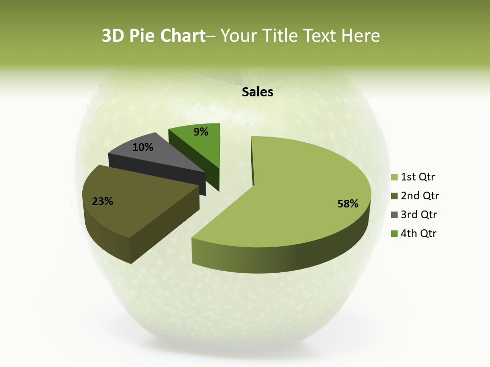 A Green Apple Sitting On Top Of A White Table PowerPoint Template