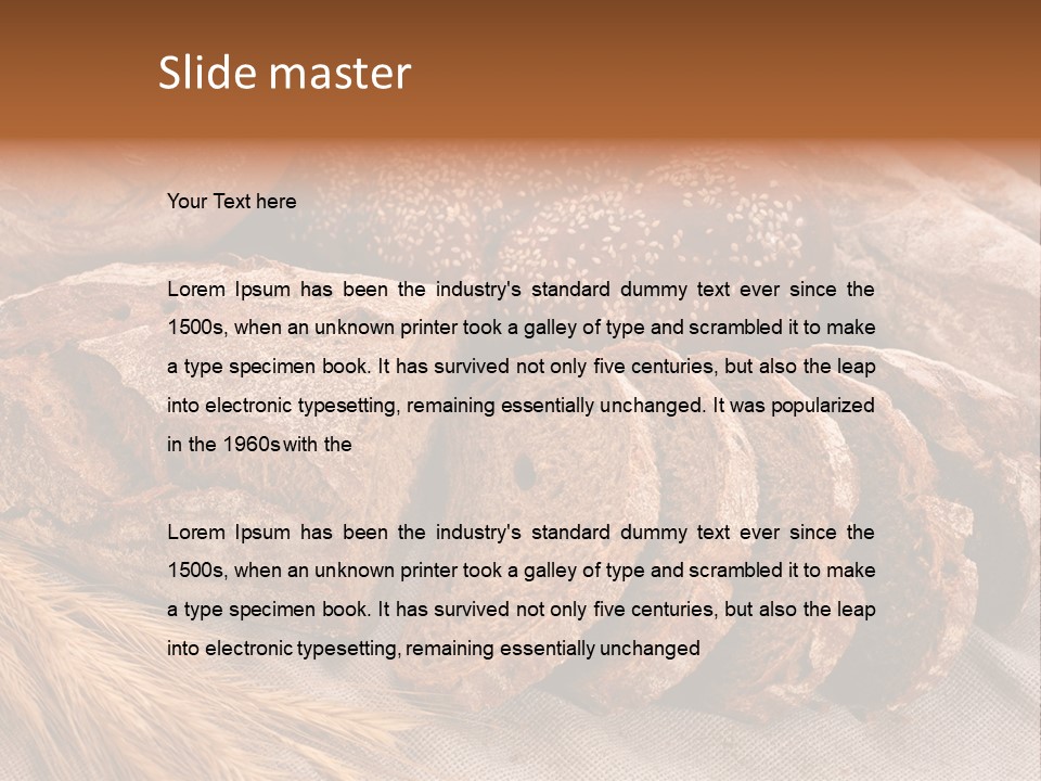 Sliced Country-Styled Brown Bread Baton And Rye Spikes On The Canvas Tablecloth With Bread Loafs Assortment PowerPoint Template