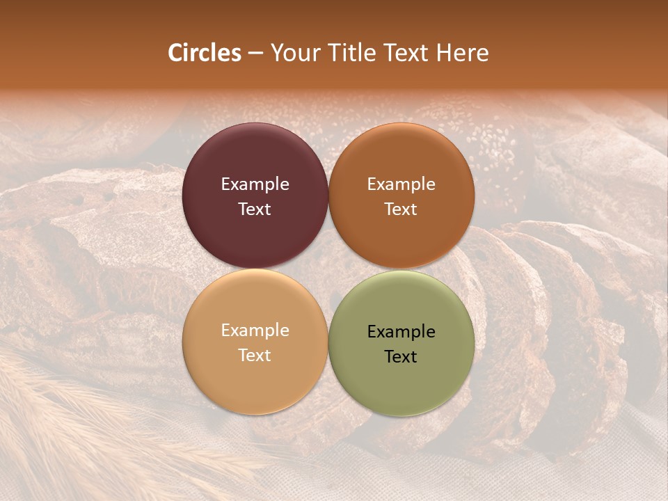 Sliced Country-Styled Brown Bread Baton And Rye Spikes On The Canvas Tablecloth With Bread Loafs Assortment PowerPoint Template