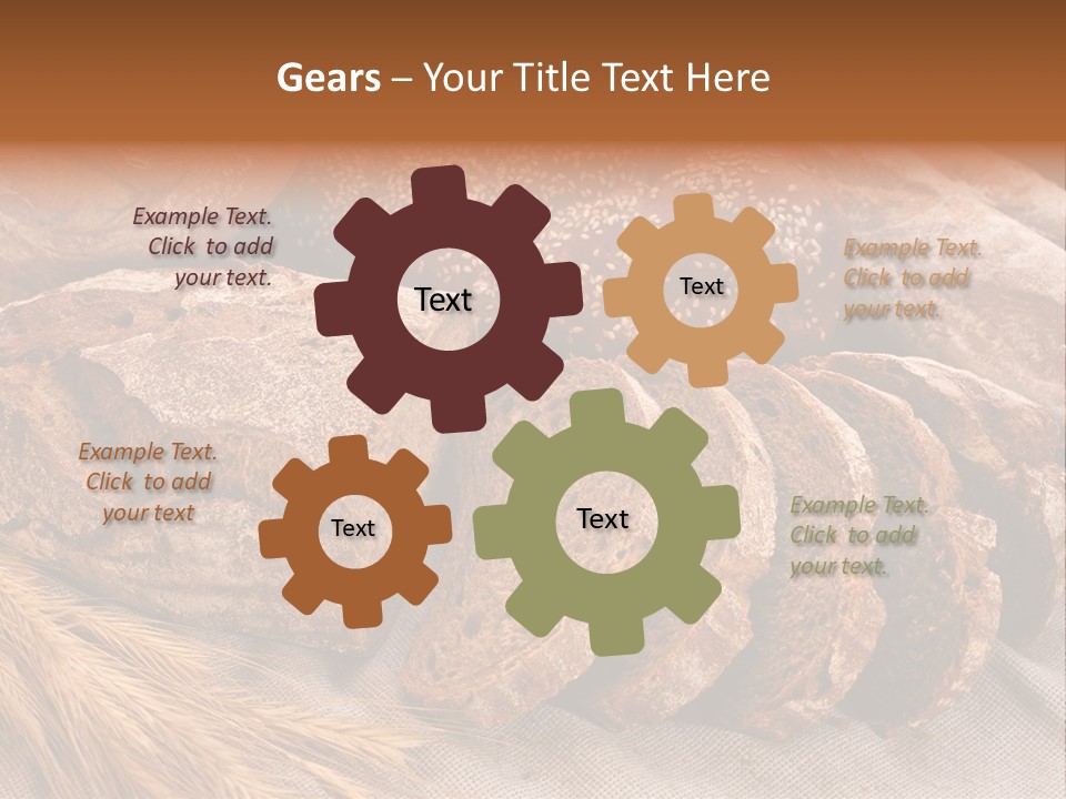 Sliced Country-Styled Brown Bread Baton And Rye Spikes On The Canvas Tablecloth With Bread Loafs Assortment PowerPoint Template