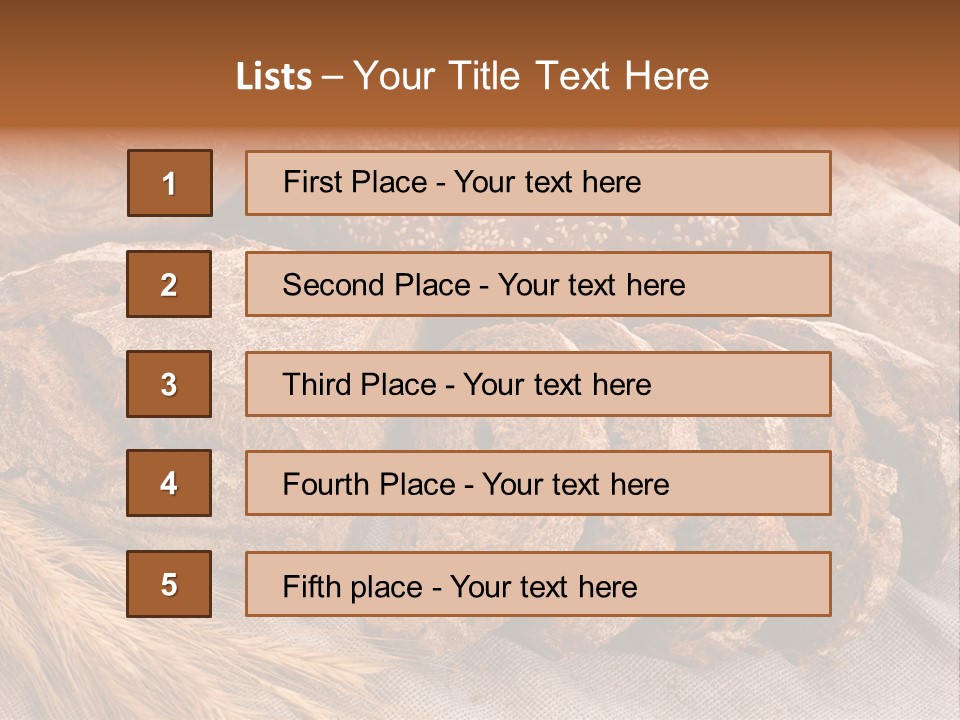 Sliced Country-Styled Brown Bread Baton And Rye Spikes On The Canvas Tablecloth With Bread Loafs Assortment PowerPoint Template