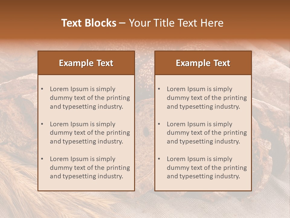 Sliced Country-Styled Brown Bread Baton And Rye Spikes On The Canvas Tablecloth With Bread Loafs Assortment PowerPoint Template