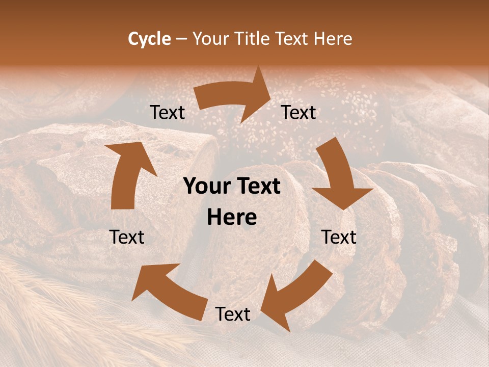 Sliced Country-Styled Brown Bread Baton And Rye Spikes On The Canvas Tablecloth With Bread Loafs Assortment PowerPoint Template