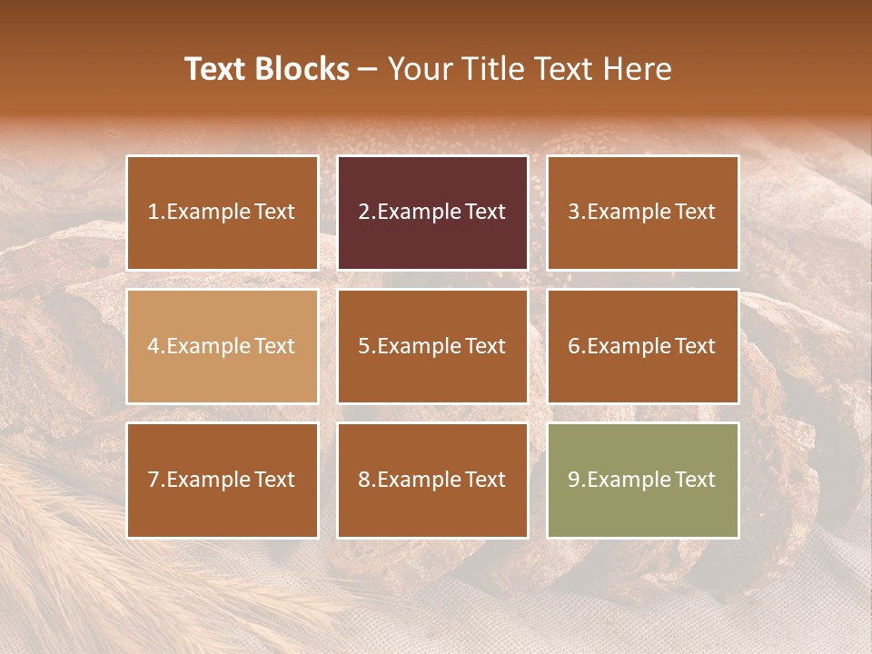 Sliced Country-Styled Brown Bread Baton And Rye Spikes On The Canvas Tablecloth With Bread Loafs Assortment PowerPoint Template