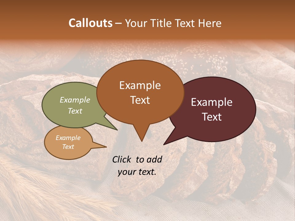 Sliced Country-Styled Brown Bread Baton And Rye Spikes On The Canvas Tablecloth With Bread Loafs Assortment PowerPoint Template