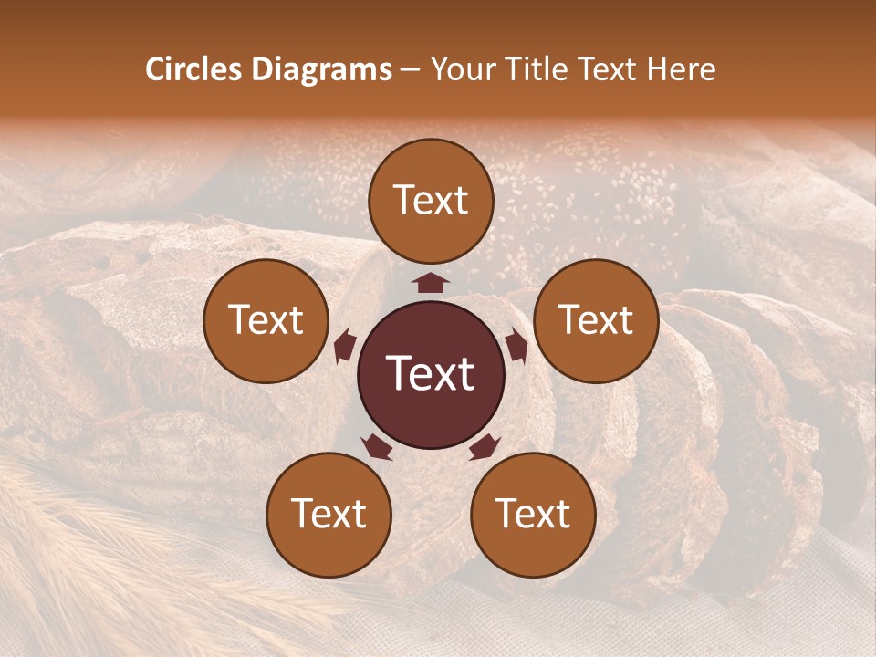 Sliced Country-Styled Brown Bread Baton And Rye Spikes On The Canvas Tablecloth With Bread Loafs Assortment PowerPoint Template