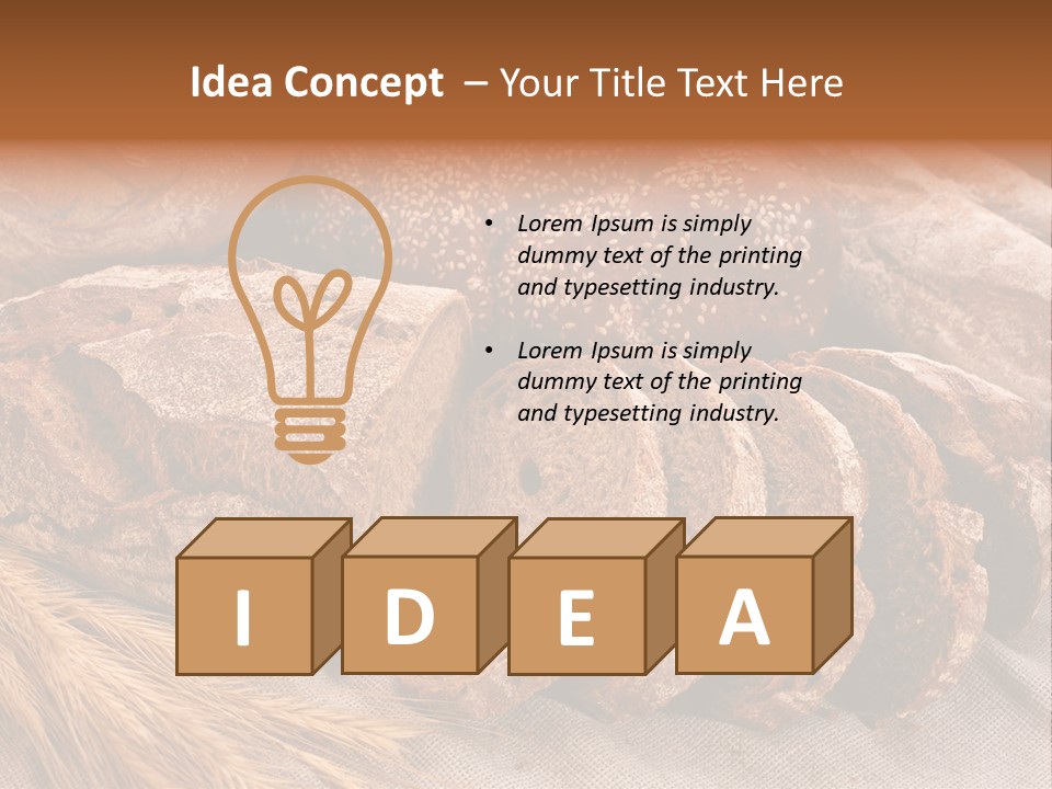 Sliced Country-Styled Brown Bread Baton And Rye Spikes On The Canvas Tablecloth With Bread Loafs Assortment PowerPoint Template