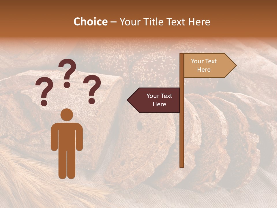 Sliced Country-Styled Brown Bread Baton And Rye Spikes On The Canvas Tablecloth With Bread Loafs Assortment PowerPoint Template