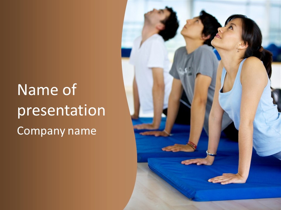 Group Of People At The Gym Doing Yoga Exercises PowerPoint Template