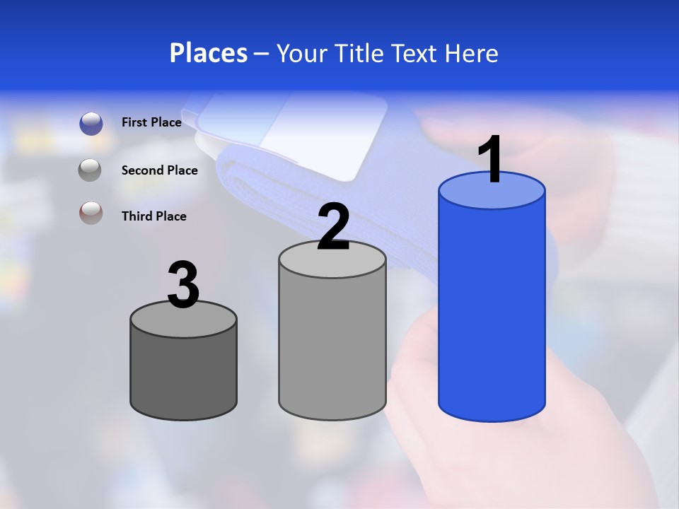 In Shop Hands Hold Socks With Space For Text PowerPoint Template