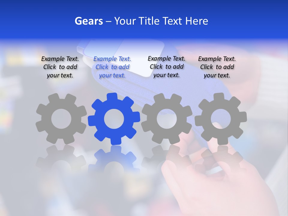 In Shop Hands Hold Socks With Space For Text PowerPoint Template