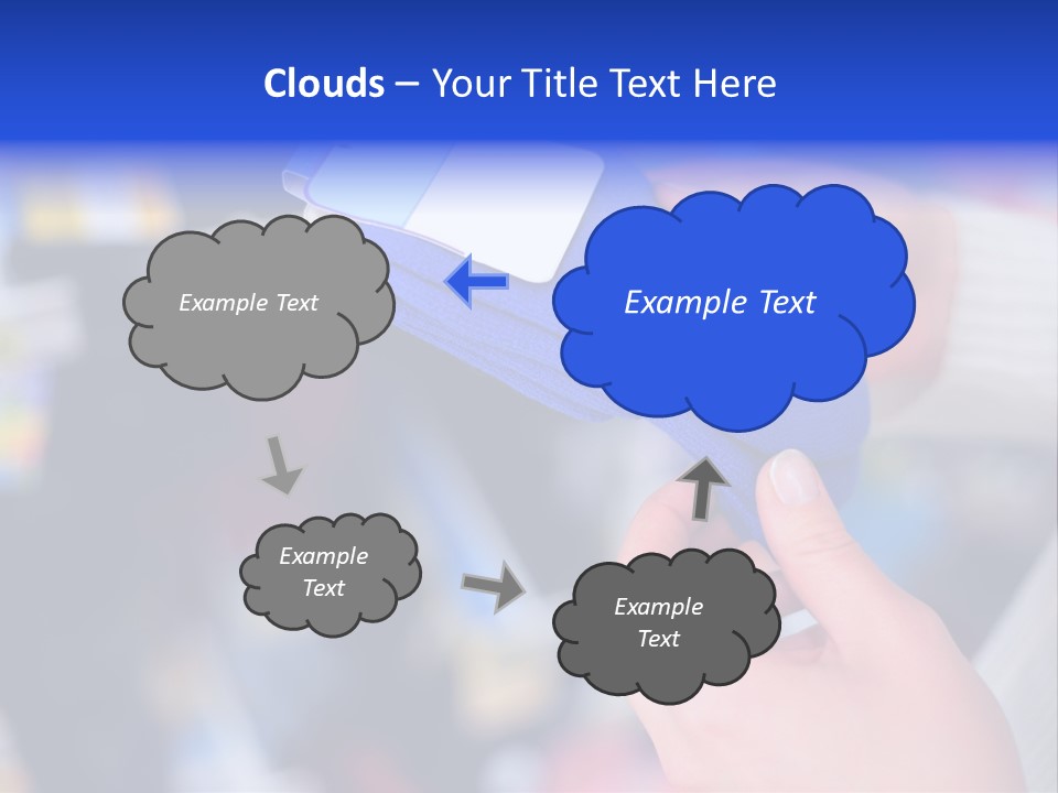 In Shop Hands Hold Socks With Space For Text PowerPoint Template