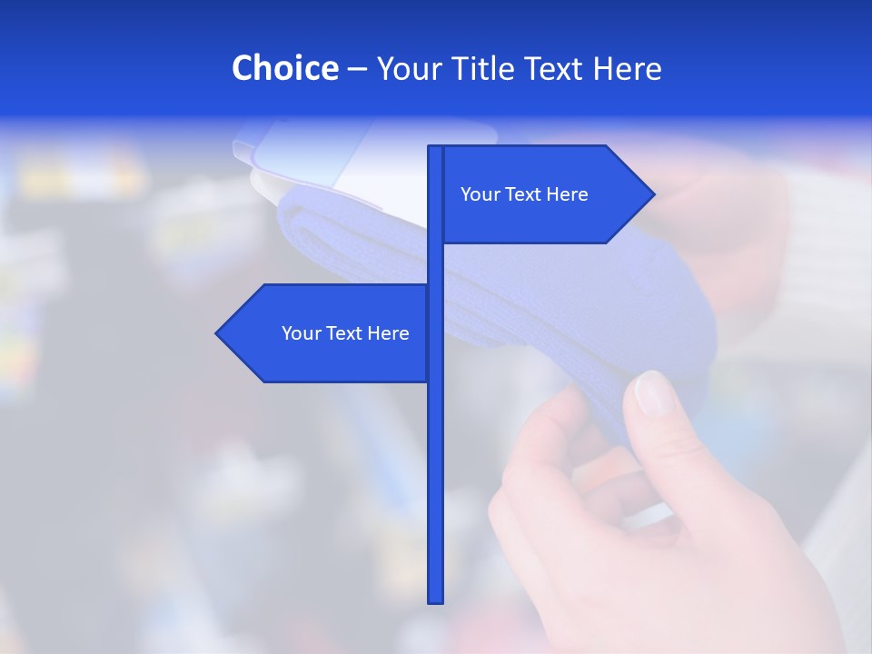In Shop Hands Hold Socks With Space For Text PowerPoint Template