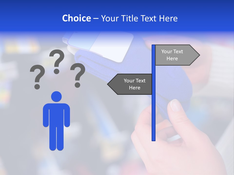 In Shop Hands Hold Socks With Space For Text PowerPoint Template