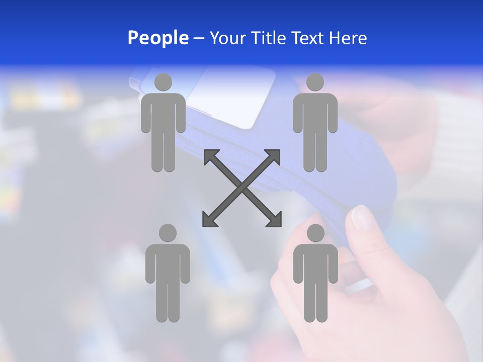 In Shop Hands Hold Socks With Space For Text PowerPoint Template