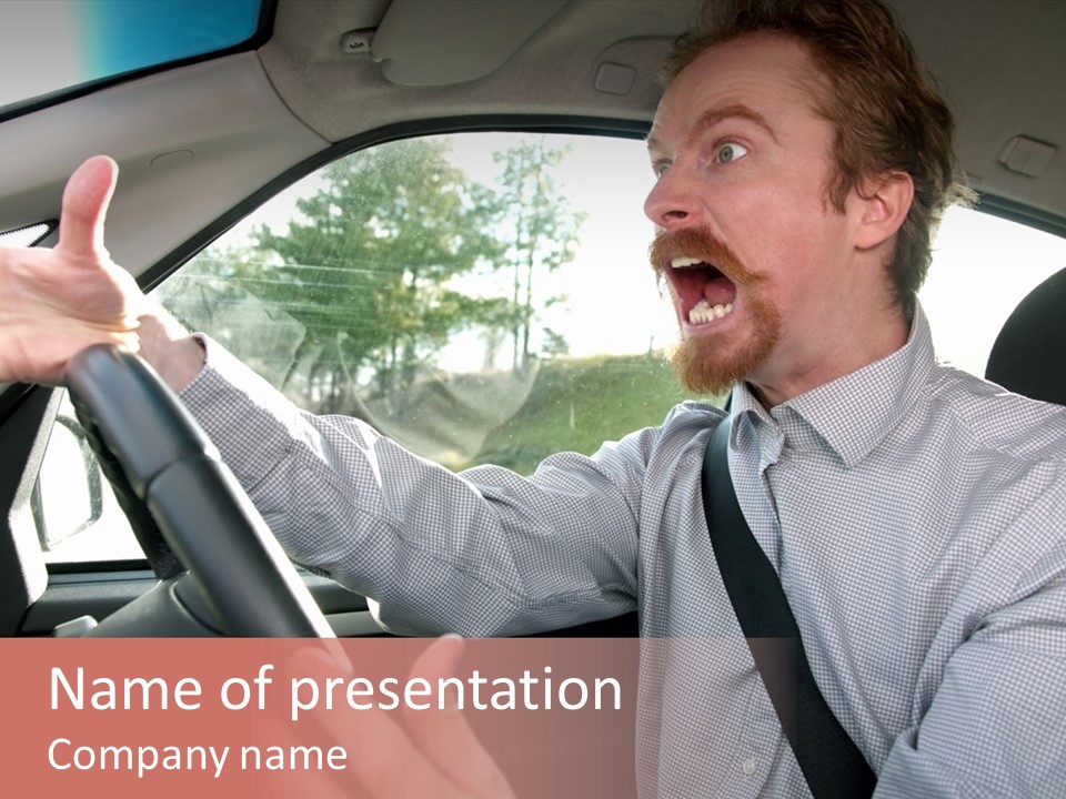 Mad Driver In A Car PowerPoint Template